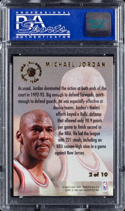 A 1993 Ultra All Defensive Michael Jordan Basketball Card No. 2 (PSA 8 NM-MT) - 2