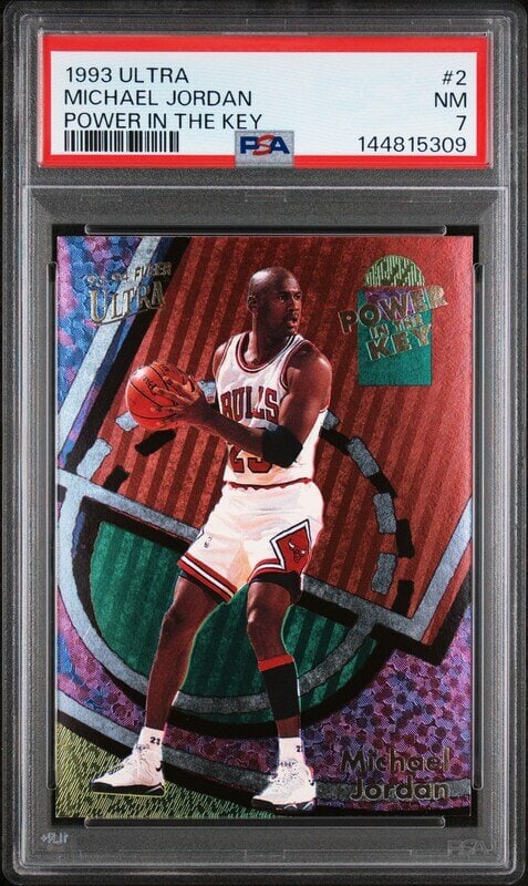 A 1993-94 Fleer Ultra Michael Jordan Power In The Key Basketball Card No. 2 (PSA 7 NM): A 1993-94 Fleer Ultra Michael Jordan Power In The Key Basketball Card No. 2 (PSA 7 NM) 