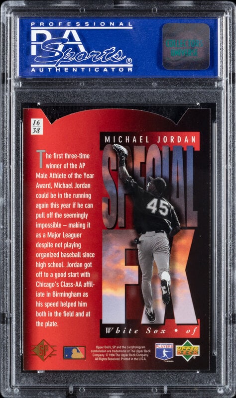 A 1994 SP Holoview Red Michael Jordan Baseball Card No. 16 (PSA 9 MINT) - 2