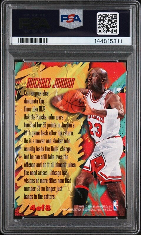 A 1995 Fleer Metal Michael Jordan Scoring Magnet Basketball Card No. 4 (PSA 8 NM-MT) - 2