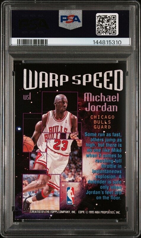 A 1995 Topps Stadium Club Michael Jordan Warp Speed Basketball Card No. WS1 (PSA 7 NM) - 2