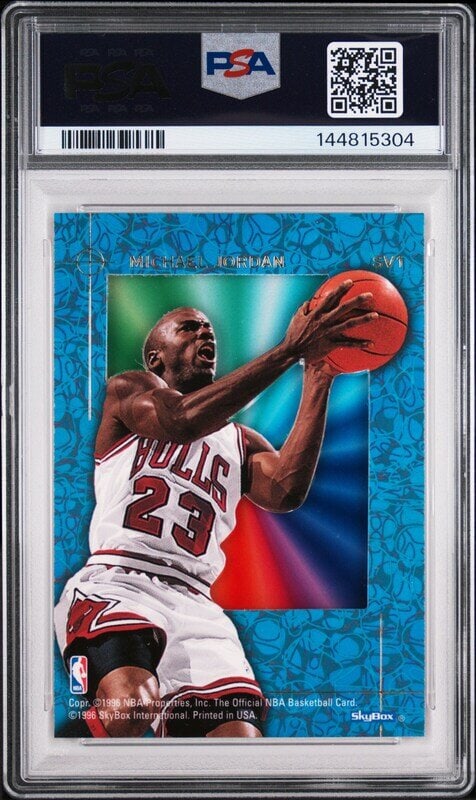 A 1995-96 NBA Hoops Skyview Michael Jordan Basketball Card No. SV1 (PSA 8 NM-MT) - 2