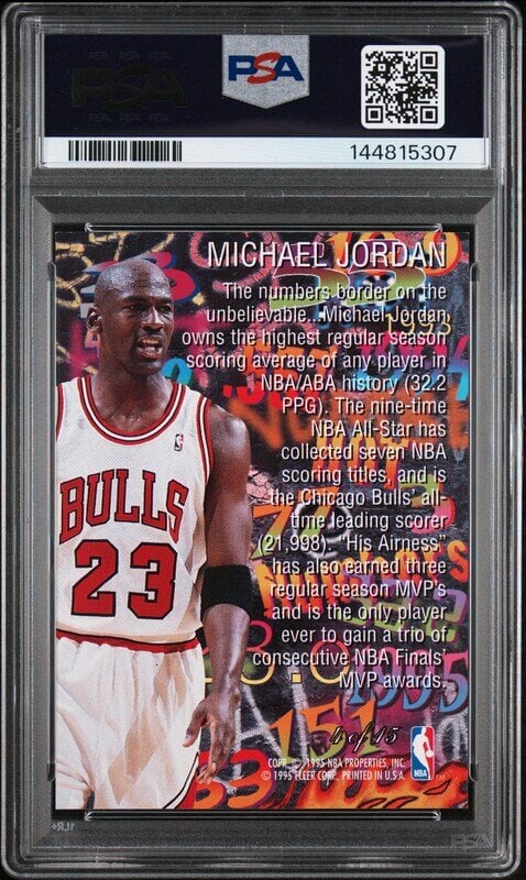 A 1995-96 Flair Michael Jordan Hot Numbers Basketball Card No. 4 (PSA 8 NM-MT) - 2