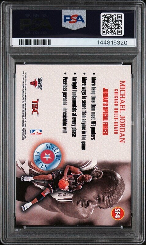 A 1996 Topps Stadium Club Michael Jordan Special Forces Basketball Card No. SF4 (PSA 8 NM-MT) - 2