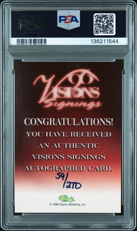 A 1996 Visions Signings Hakeem Olajuwon Signed Autograph Basketball Card (PSA 6 EX-MT, 10 AUTO) - 2