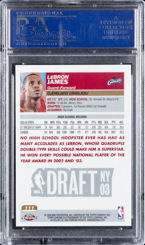 A 2003 Topps Chrome LeBron James Rookie Basketball Card No. 111 (PSA 10 GEM MINT) - 2