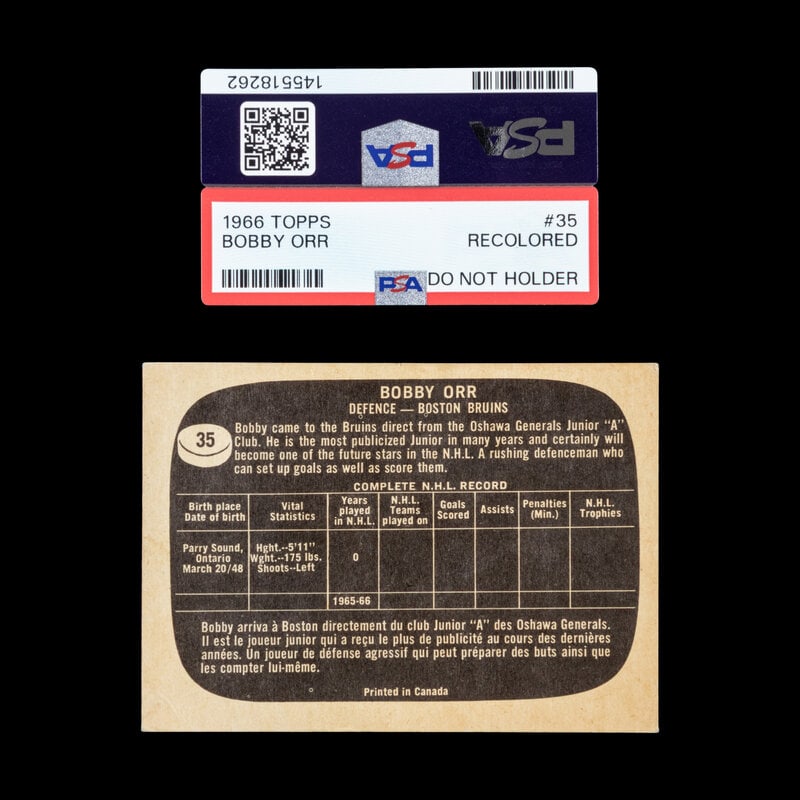 A 1966 Topps Bobby Orr Rookie Hockey Card No. 35 (PSA Recolored Designation) - 2