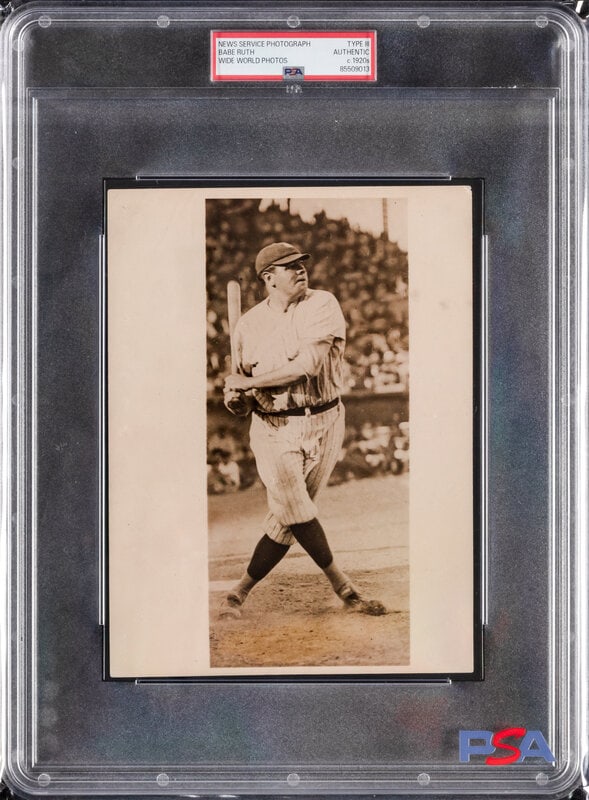 An Original Circa 1920s Babe Ruth Type Three World Wide News Photograph (PSA): An Original Circa 1920s Babe Ruth Type Three World Wide News Photograph (PSA) Property from a Midwest Collector This lot is located in Chicago. 