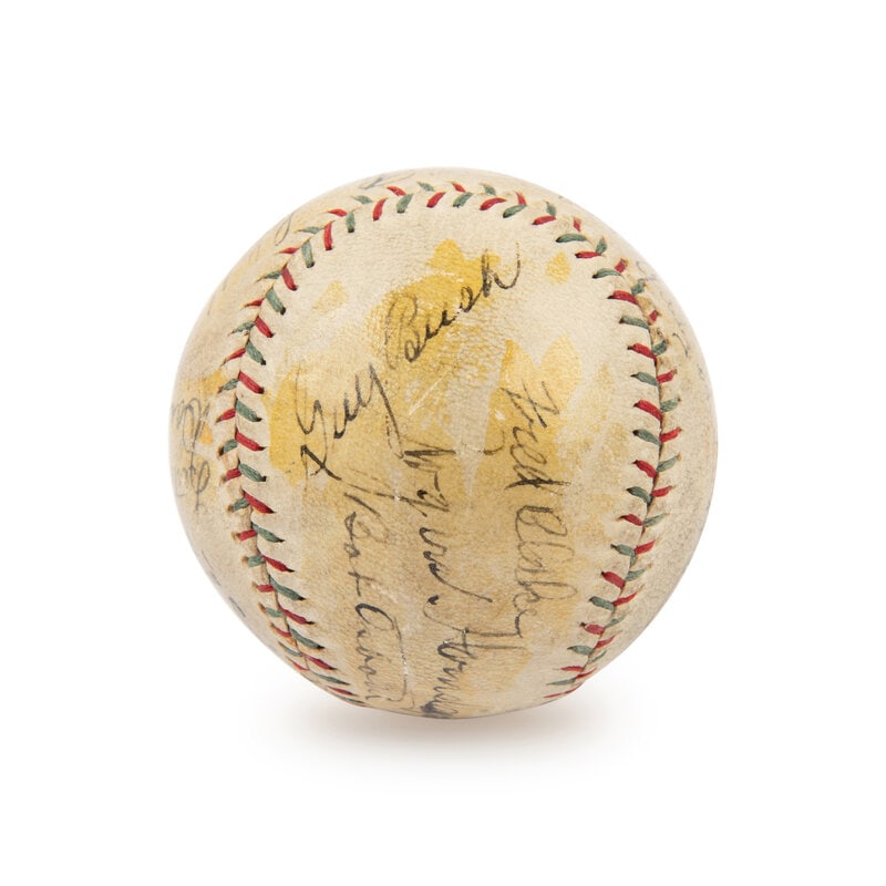 A 1930 Chicago Cubs Team Signed Autograph Baseball with Rogers Hornsby, Hack Wilson, Kiki Cuyler and - 5