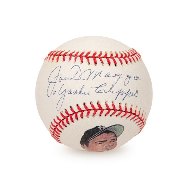 A Joe DiMaggio Signed Autograph Yankee Clipper Portrait Baseball (Beckett Authentication Services): A Joe DiMaggio Signed Autograph Yankee Clipper Portrait Baseball (Beckett Authentication Services) Inscribed "Yankee Clipper" by DiMaggio.
