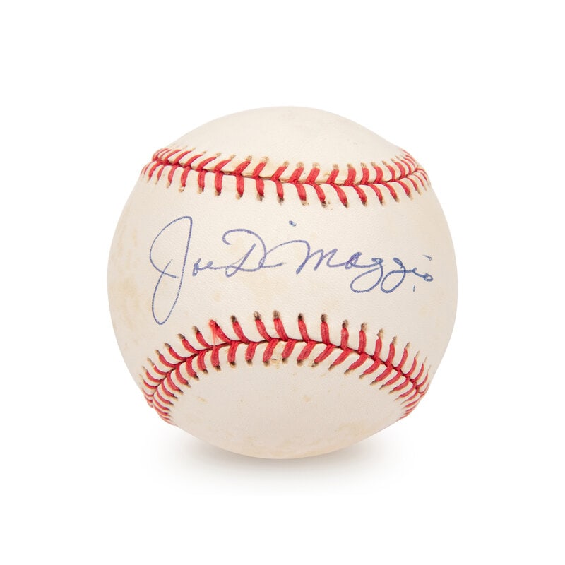 A Joe DiMaggio Single Signed Autograph Baseball (Beckett Authentication Services): A Joe DiMaggio Single Signed Autograph Baseball (Beckett Authentication Services) Property from a Midwest Collector This lot is located in Chicago.
