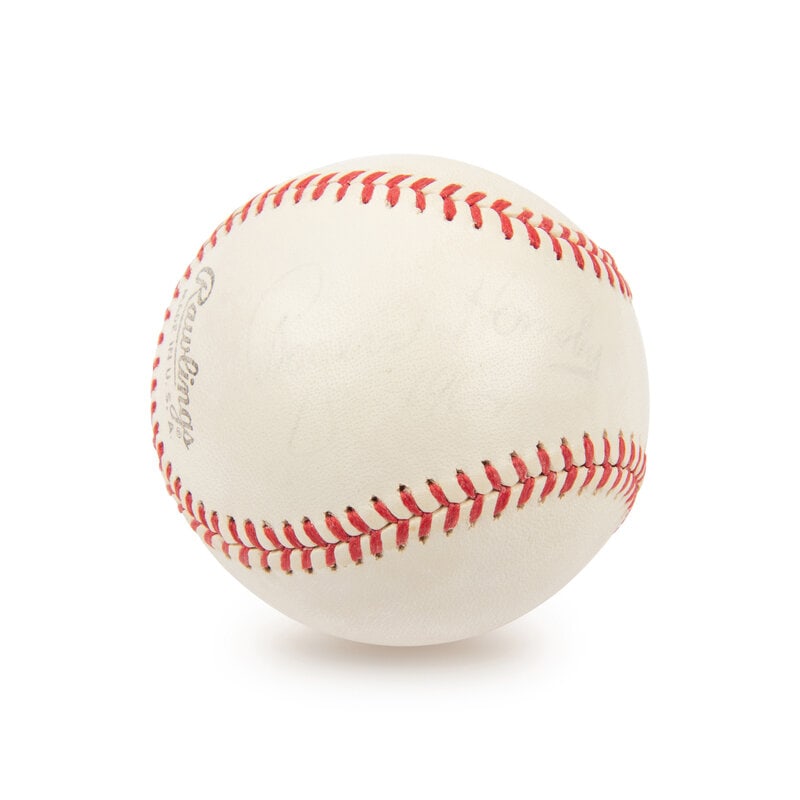 A Rogers Hornsby Single Signed Autograph Baseball (JSA Letter): A Rogers Hornsby Single Signed Autograph Baseball (JSA Letter) Dated 1962 by Hornsby. Fading to signature. This lot is located in Chicago. 