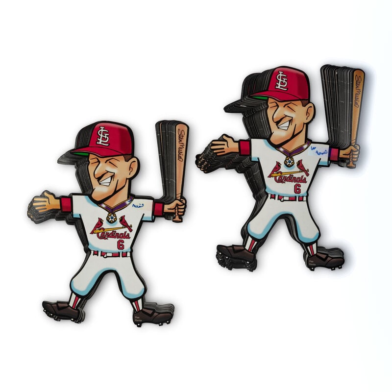 A Collection of 50 Stan Musial Signed Autograph 2010 "Stand For Stand" Stadium Giveaway Cutouts: A Collection of 50 Stan Musial Signed Autograph 2010 "Stand For Stand" Stadium Giveaway Cutouts On October 2, 2010, nearly 40,000 fans at Busch Stadium participated in a "Stand for Stan" Day, waving