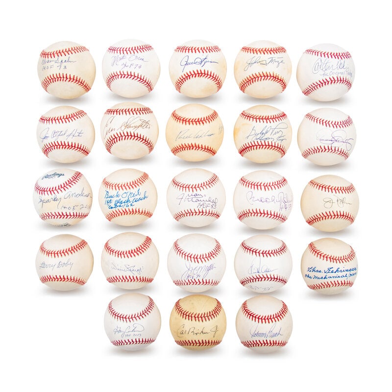 A Large Collection of Hall of Fame Signed Autograph Baseballs (23): A Large Collection of Hall of Fame Signed Autograph Baseballs (23) comprising Gary Carter, Willie Stargell, Cal Ripken Jr., Jim Catfish Hunter, Monte Irvin, Larry Doby, Buck O'Neil, Carlton Fisk, John
