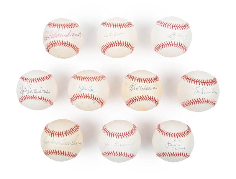 A Collection of 10 Hall of Fame Manager Signed Autograph Baseballs (JSA): A Collection of 10 Hall of Fame Manager Signed Autograph Baseballs (JSA) comprising Bobby Cox, Tony LaRussa, Tommy Lasorda, Whitey Herzog, Sparky Anderson, Leo Durocher, Joe Torre, Red Schoendienst, D