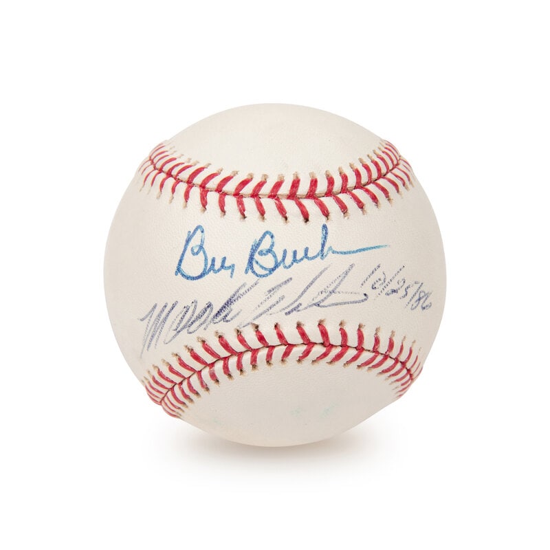 A Bill Buckner and Mookie Wilson Dual Signed Autograph Baseball: A Bill Buckner and Mookie Wilson Dual Signed Autograph Baseball This lot is located in Chicago. 