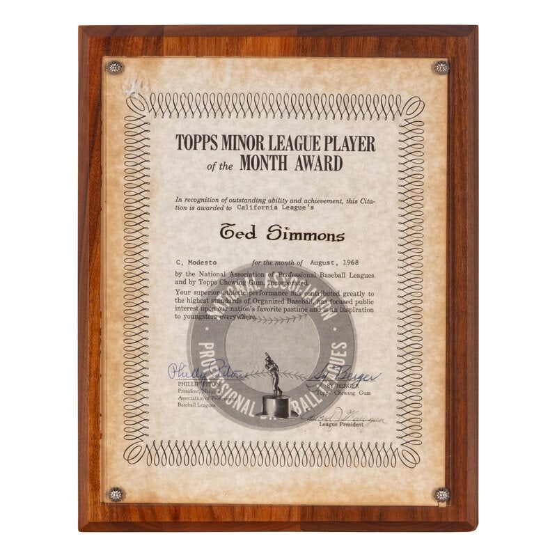 A Large Archive of Awards and Autographs from The Personal Collection of Ted Simmons - 7