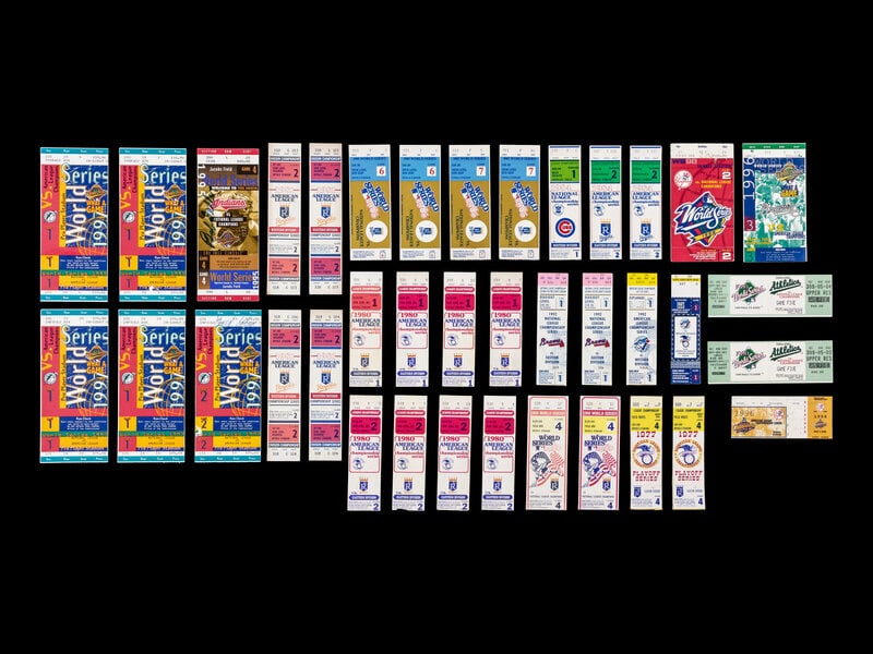 A Large Collection of Baseball Postseason Ticket Stubs: A Large Collection of Baseball Postseason Ticket Stubs comprising 1977 ALCS Game 4 (x2); 1980 ALCS Game 1 (x4); 1980 ALCS Game 2 (x4); 1981 ALDS Game 2 (x4); 1984 ALCS Game 2 (x2); 1984 NLCS Game 1;