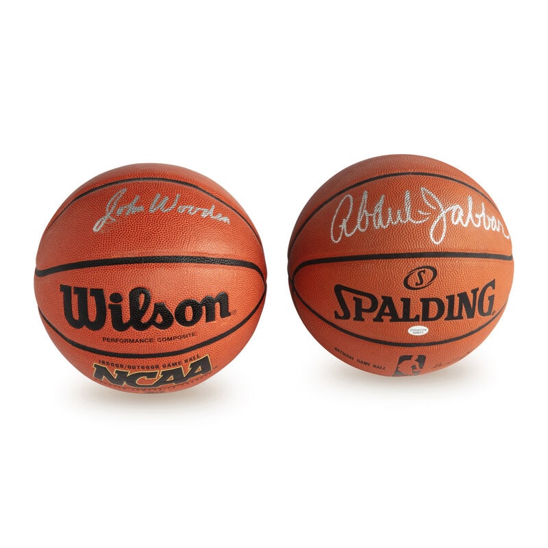 A Collection of Kareem Abdul-Jabbar and John Wooden Signed Autograph Basketballs: A Collection of Kareem Abdul-Jabbar and John Wooden Signed Autograph Basketballs This lot is located in Chicago. 