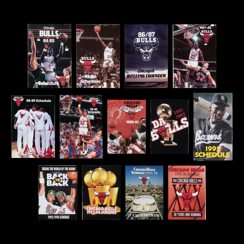 A Career Collection of Michael Jordan Chicago Bulls Pocket Schedules : A Career Collection of Michael Jordan Chicago Bulls Pocket Schedules comprising 1984-85; 1985-86; 1986-87; 1987-88; 1988-89; 1989-90; 1990-91; 1991-92; 1992-93; 1993-94; 1994-95; 1995-96; 1995 Birmin