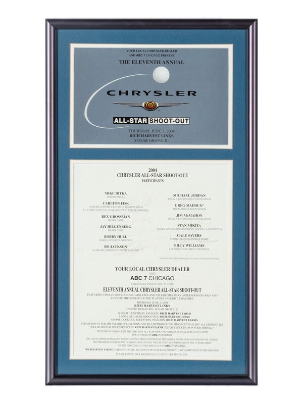 A Collection of Five Framed Chrysler Golf Shootout Signed Autograph Invitations Including Michael Jo - 2