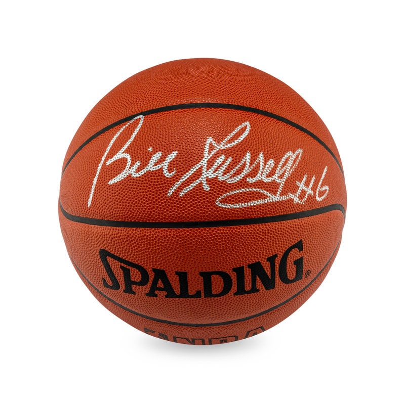 A Bill Russell Signed Autograph Basketball (Beckett Authentication Services): A Bill Russell Signed Autograph Basketball (Beckett Authentication Services) Signed "Bill Russell #6" in silver ink on Spalding NBA basketball. This lot is located in Chicago. 