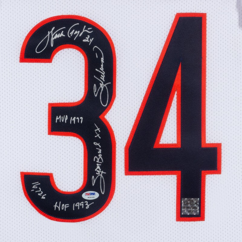 A Walter Payton Signed Autograph Chicago Bears Jersey Display With Multiple Career Inscriptions (PSA - 2