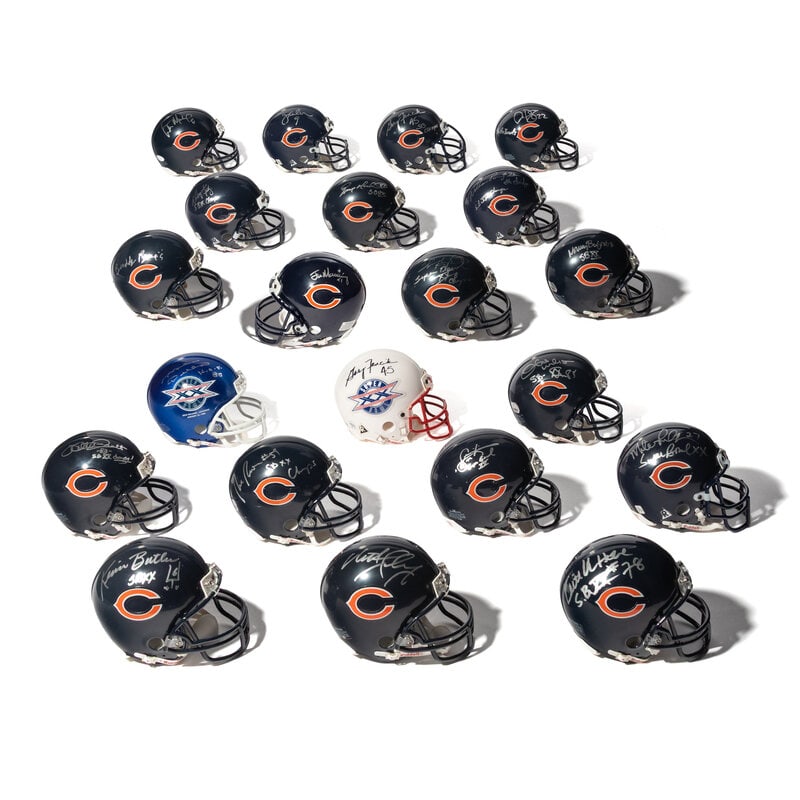 A Collection of Chicago Bears Super XX Signed Autograph Mini Helmets (21) - 2
