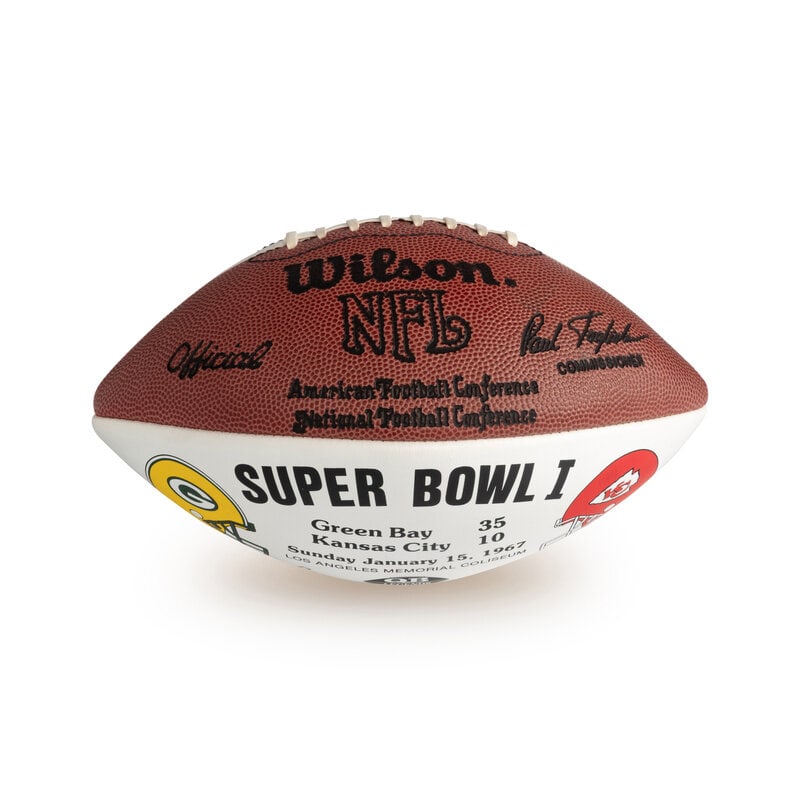 A Bart Starr and Len Dawson Dual Signed Autograph Super Bowl I Commemorative Football - 2