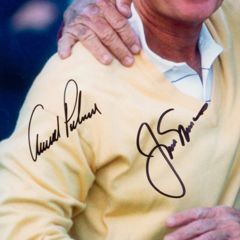 A Jack Nicklaus and Arnold Palmer Dual Signed Autograph Photo Display (PSA) - 2