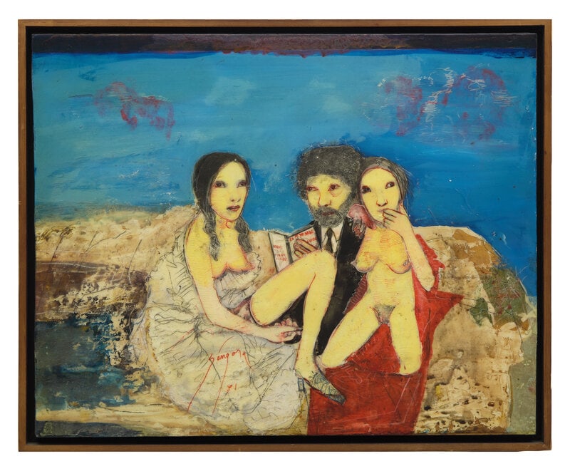Leonel Gongora (Columbian, Leonel Gongora (Columbian, 1932–1999) A Man and Two Ladies, 1971: Leonel Gongora(Columbian, Leonel Gongora (Columbian, 1932–1999)A Man and Two Ladies, 1971mixed media on boardsigned Gongora (lower left) 15 7/8 x 19 3/4 inches This lot is located in