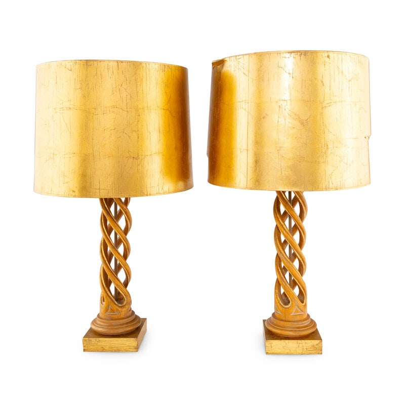 Frederick Cooper Pair of Lamps: Frederick Cooper Pair of Lamps Height to base of bulb 32 1/2 inches. Shade diameter 20 inches. This lot is located in Chicago. Size Height to base of bulb 32 1/2 inc