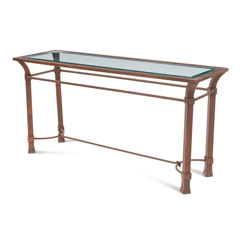 A Patinated Iron and Glass Console Table - 2