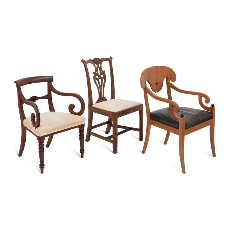 A Group of Three Carved and Upholstered Chairs - 2