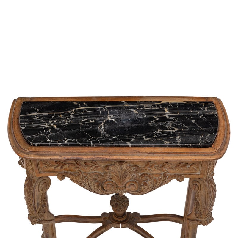A Rococo Style Carved Walnut and Marble Console Table - 3