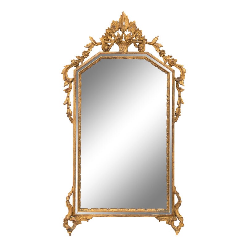 An Italian Giltwood Cushion Mirror: An Italian Giltwood Cushion Mirror Mid 20th Century Height 39 1/2 x width 22 inches. This lot is located in Palm Beach.