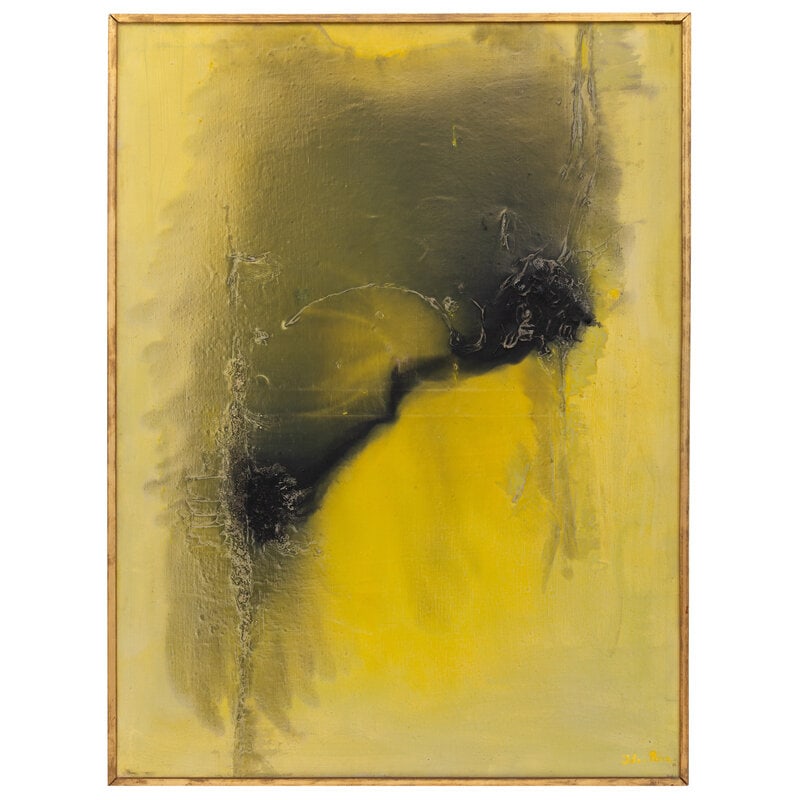 Maria Josefa Ide-Perez (Spanish/Belgian, 20th Century) Idée Spatiale, mid-20th century: Maria Josefa Ide-Perez(Spanish/Belgian, 20th Century)Idée Spatiale, mid-20th centurysigned: Ide-Perez (lower right); signed again and labeled (verso) 51 1/4 x 38 1/2 inches. This lot is located