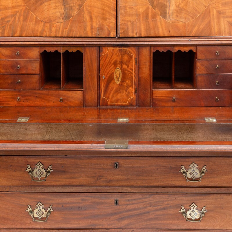 A George III Figured Mahogany Bureau Cabinet - 3