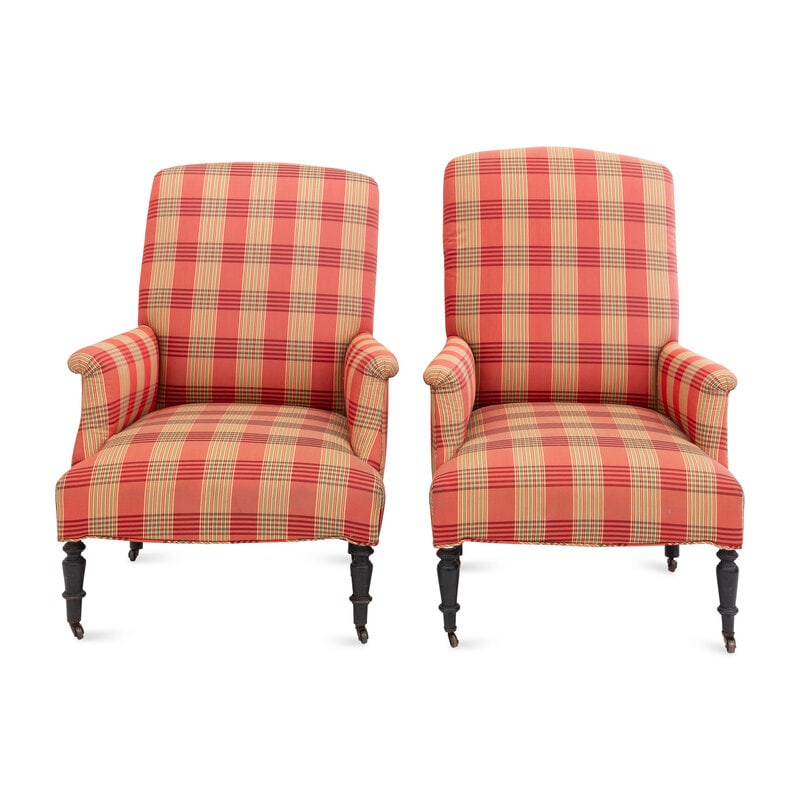 A Pair of Edwardian Armchairs: A Pair of Edwardian Armchairs Early 20th Century Custom-upholstered. Height 37 1/2 x width 26 1/2 x depth 25 inches. This lot is located in Palm Beach. ConditionSeat height 15 inches.