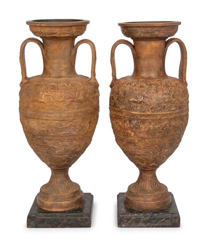 A Pair of Continental Composition Urns - 2