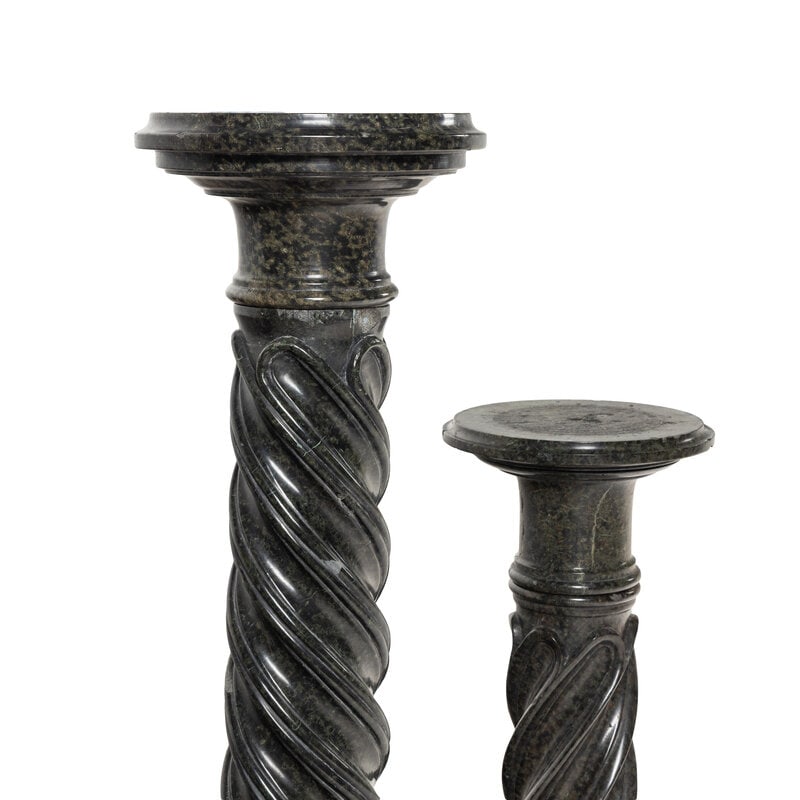 Two Continental Black Marble Pedestals - 2