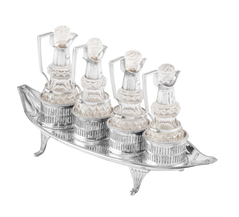 A George III Silver and Silver-Plate Cruet Set - 4