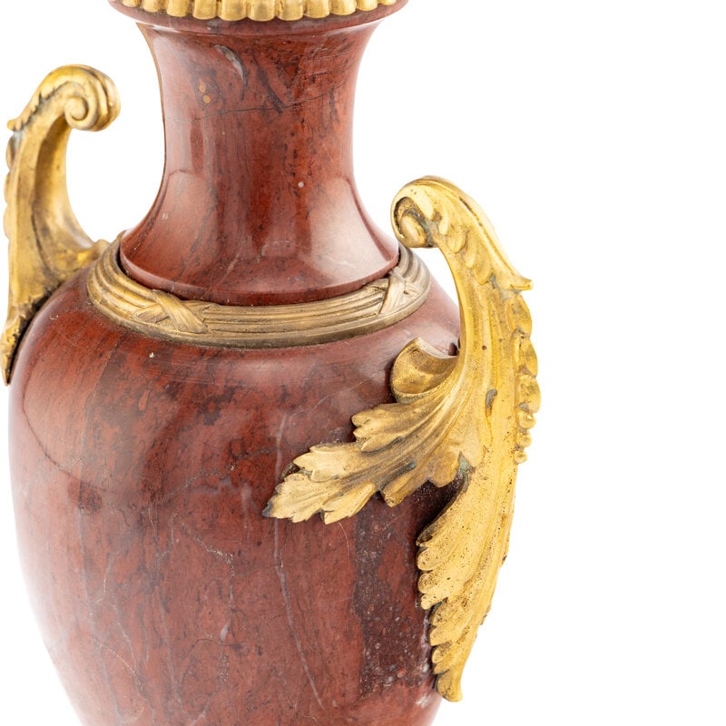 A Neoclassical Style Gilt Bronze Mounted Rouge Marble Covered Urn - 4