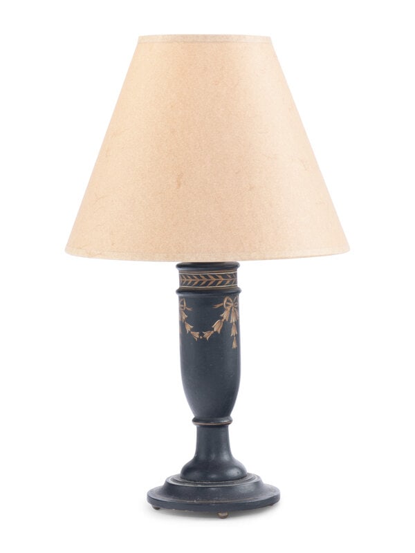 A Painted and Parcel-Gilt Table Lamp : A Painted and Parcel-Gilt Table Lamp 20th Century Height overall 19 1/2 inches. Property from Camp Rosemary, the Estate of Posy Krehbiel, Lake Forest, Illinois