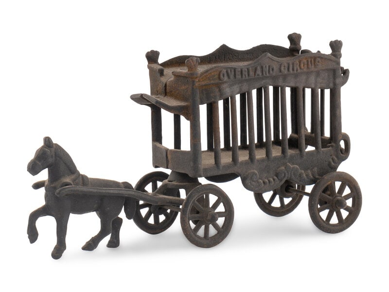 A Cast Iron Horse-Led Wagon Train Pull Toy - 2