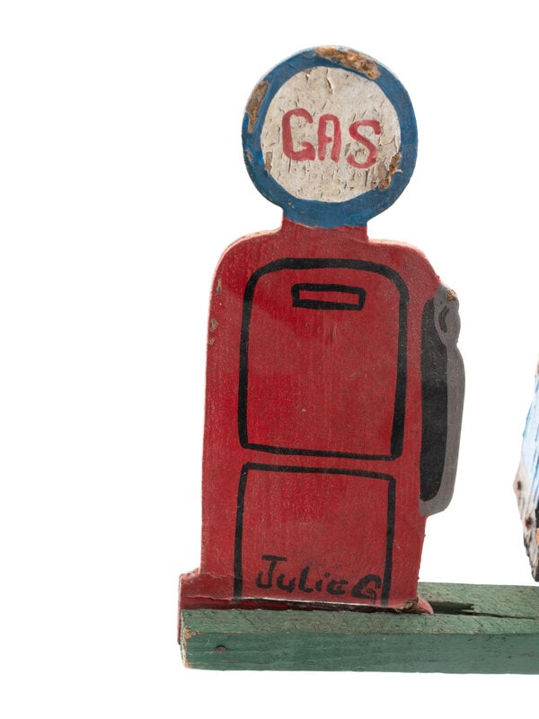 A Folk Art Polychrome Painted Gas Station Attendant Whirligig - 2