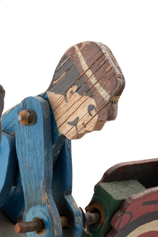 A Folk Art Polychrome Painted Gas Station Attendant Whirligig - 3