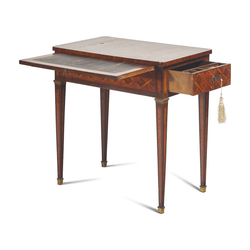 A Louis XVI Provincial Parquetry and Marquetry Writing Desk - 2