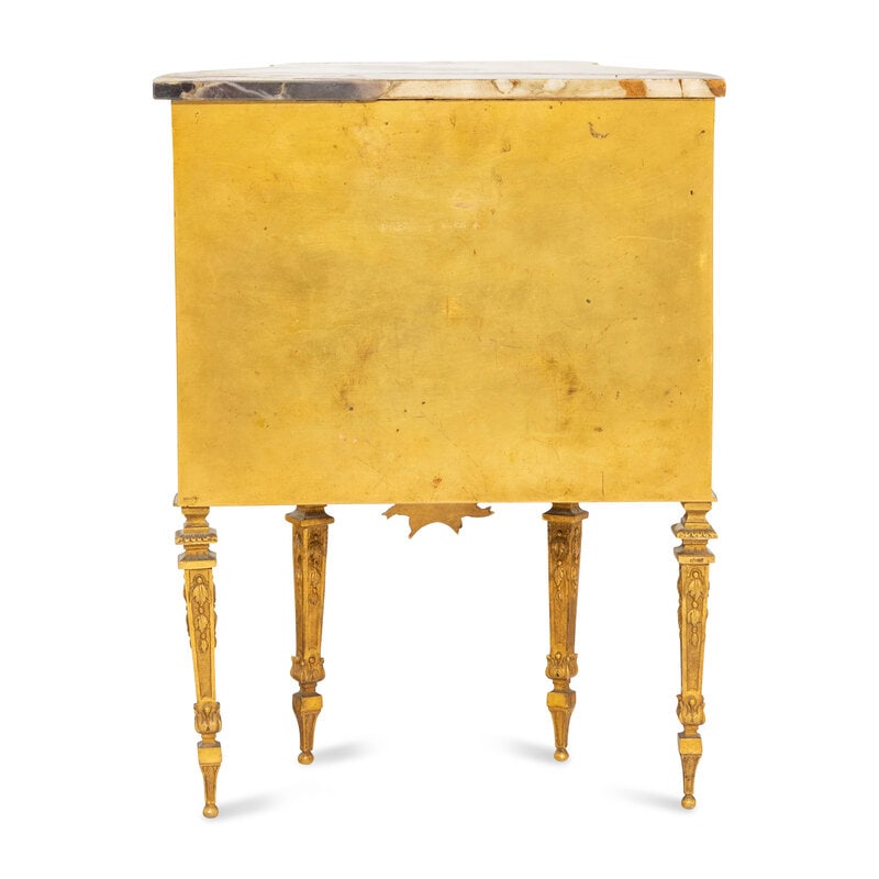 A Miniature Louis XVI Style Porcelain-Inset Gilt Bronze Marble-Top Cabinet - 2