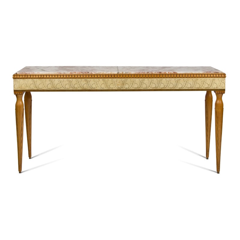 A Contemporary Marble-Top Console Table: A Contemporary Marble-Top Console Table Height 34 1/2 x width 71 x depth 18 inches. Property of a Main Line Gentleman, Pennsylvania This lot is located in Philadelphia. 